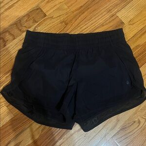 Athleta Black Mesh Racer Shorts